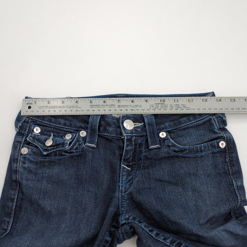 True Religion Jeans Women 26 Boot Cut Low Rise Dark Wash Stretch Denim USA 26x30 - Picture 8 of 10